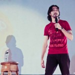 Javier Medina shows stand up comedy